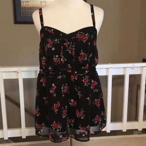 Torrid black/red floral babydoll cami